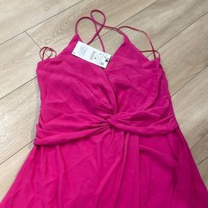 Zara, hot pink dress, slit, size L